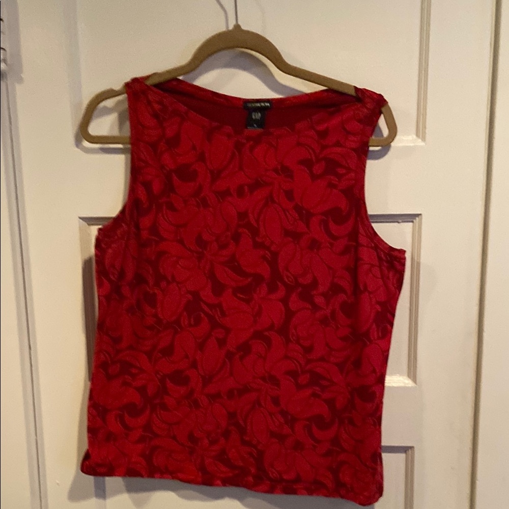 Gap Cotton Red Flower Pattern Sleeveless Tank Top